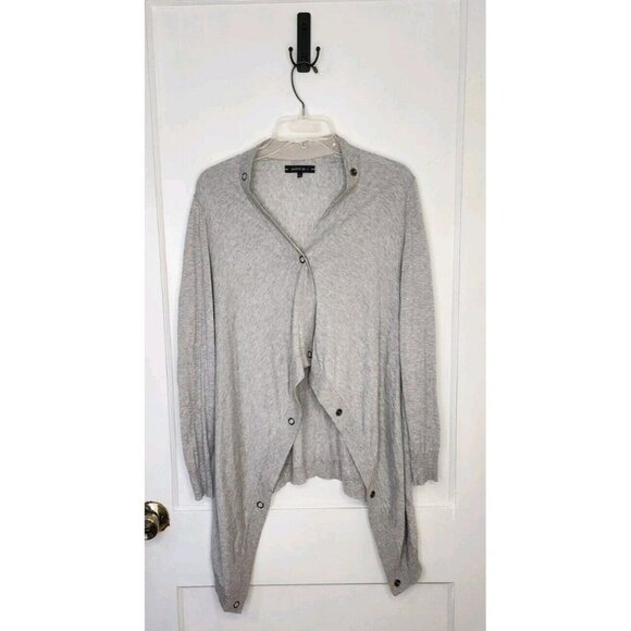 Size Small Lafayette 148 Merino Wool Blend Gray Snap Closure Sweater Cardigan - Picture 1 of 4